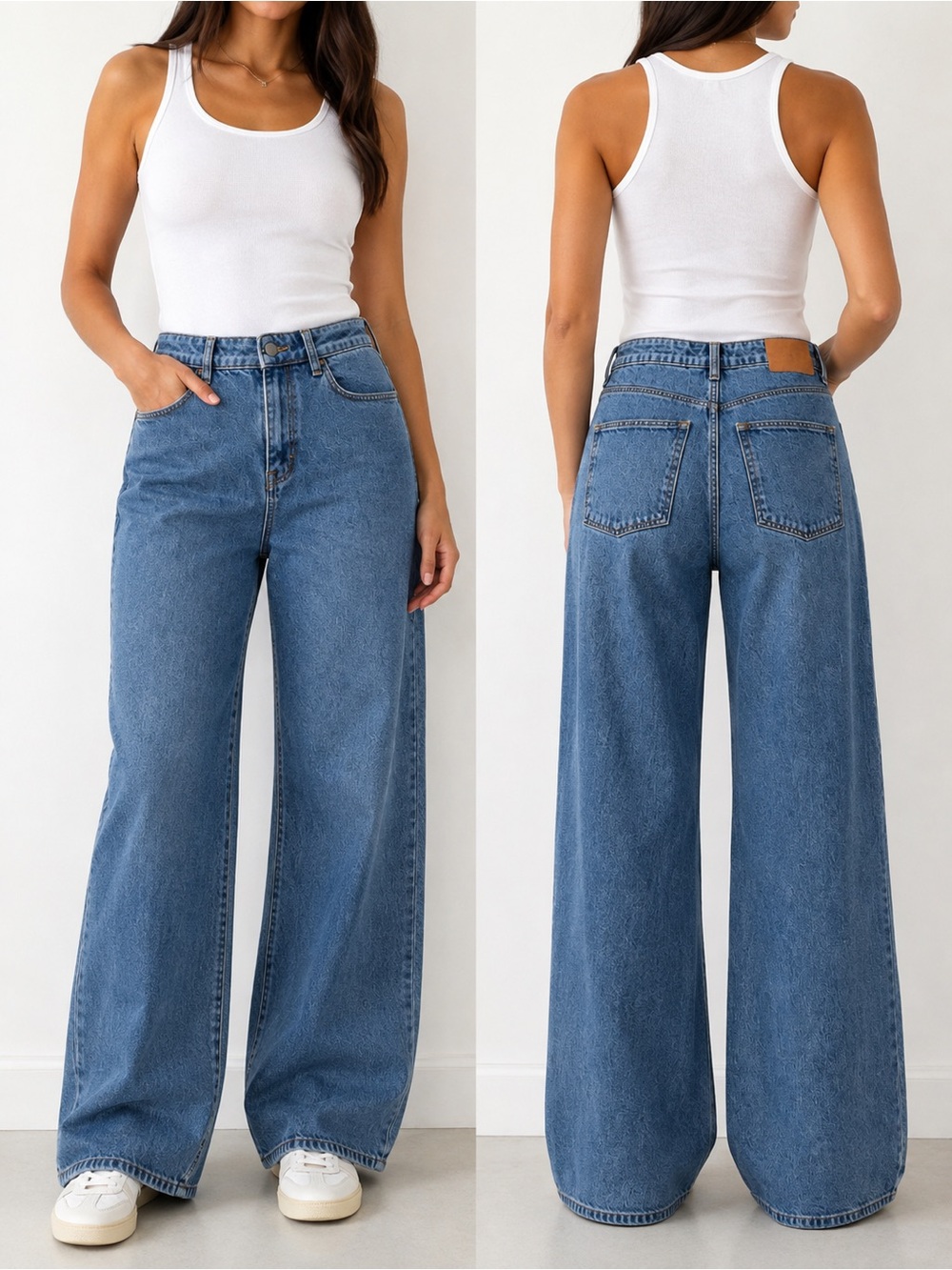 Ted Baker London Medium Blue High Rise Wide Leg Relaxed Jeans Size 28